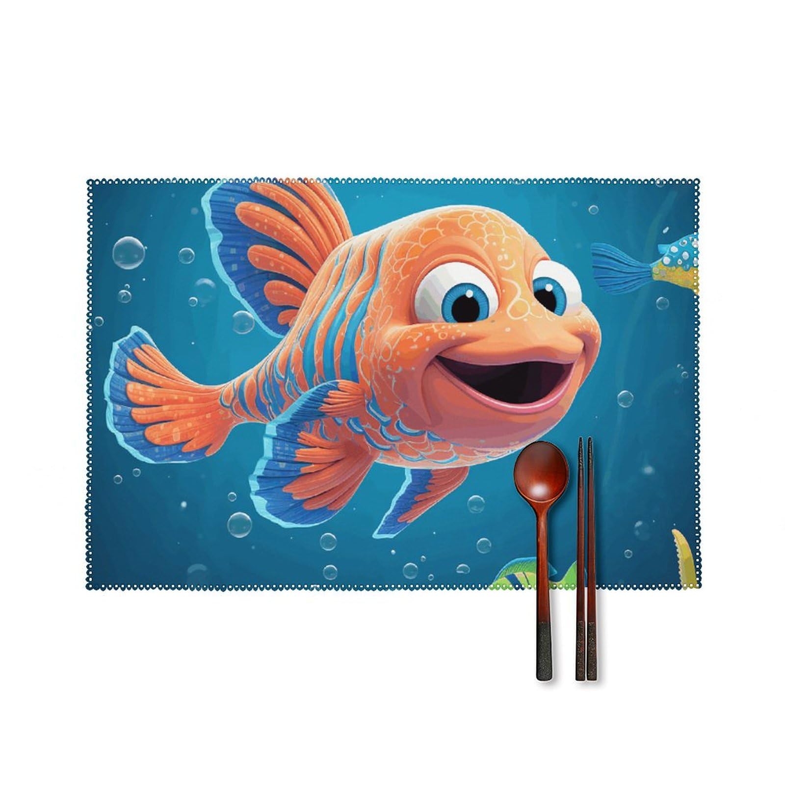 Sets de table résistants à la chaleur imperméables lot de 6 motif poissons