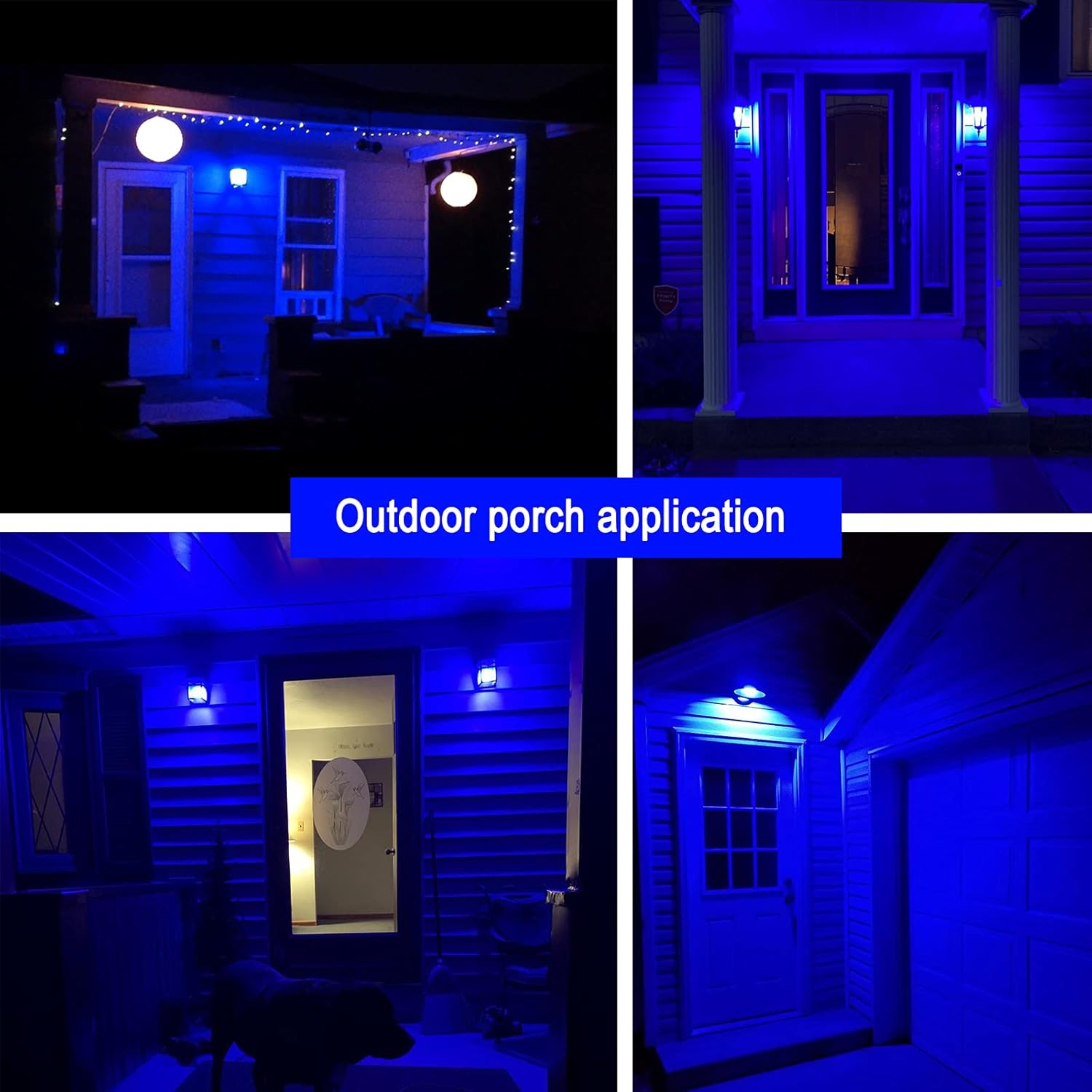 LED Blue Color Light Bulb - A19 E26 Base Blue Bulbs 9W (60W Equivalent), LED Lightbulbs Perfect For Outdoor Porch, Christmas Decoration, Party Decoration, Holiday Lighting, Halloween Decor, 4 Pack
