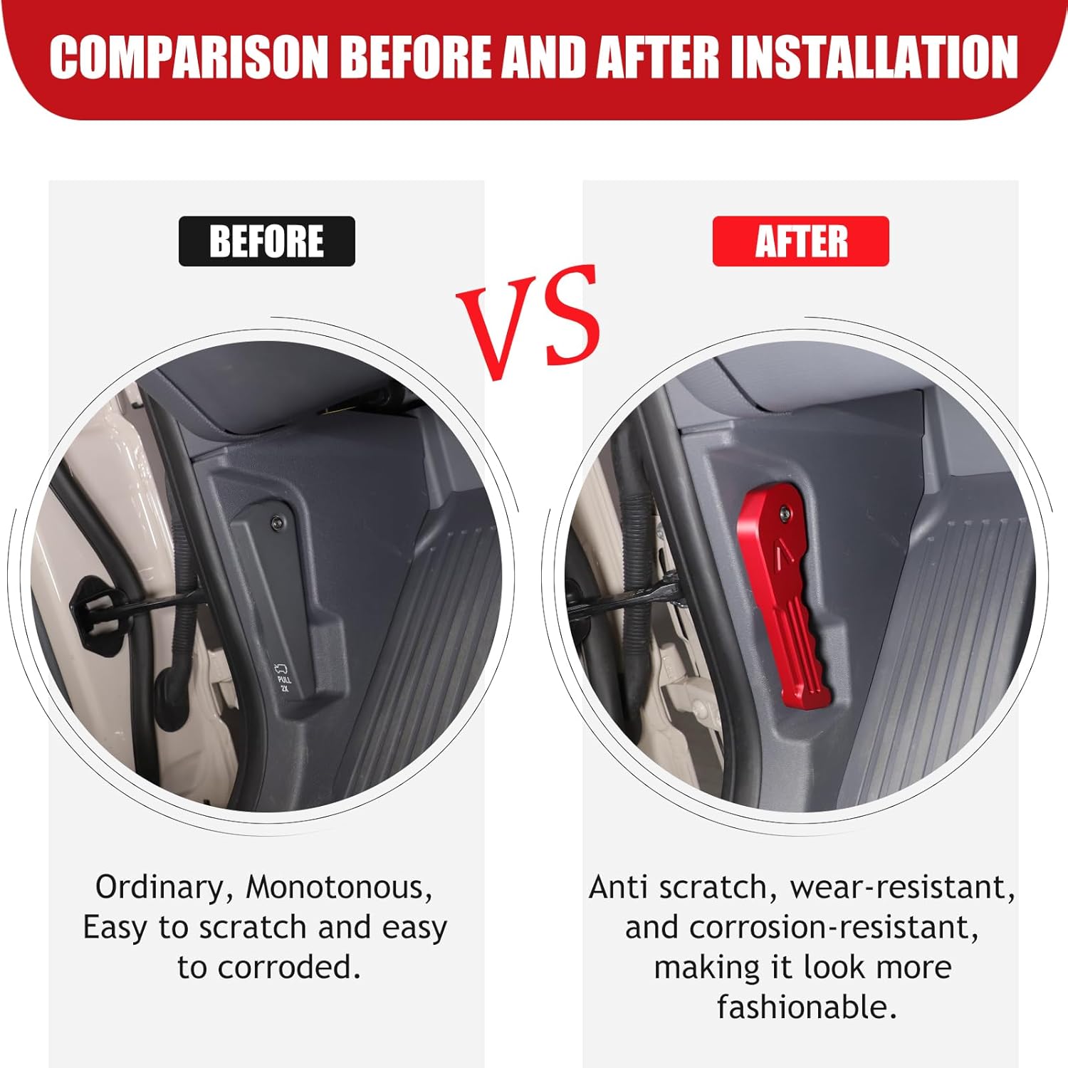 Car Hood Switch Handles Compatible with INEOS Grenadier 2022 2023 2024+ Aluminum Alloy Replacement Hood Release Cables Handle Pulls Car Interior Switch Accessories (Red)