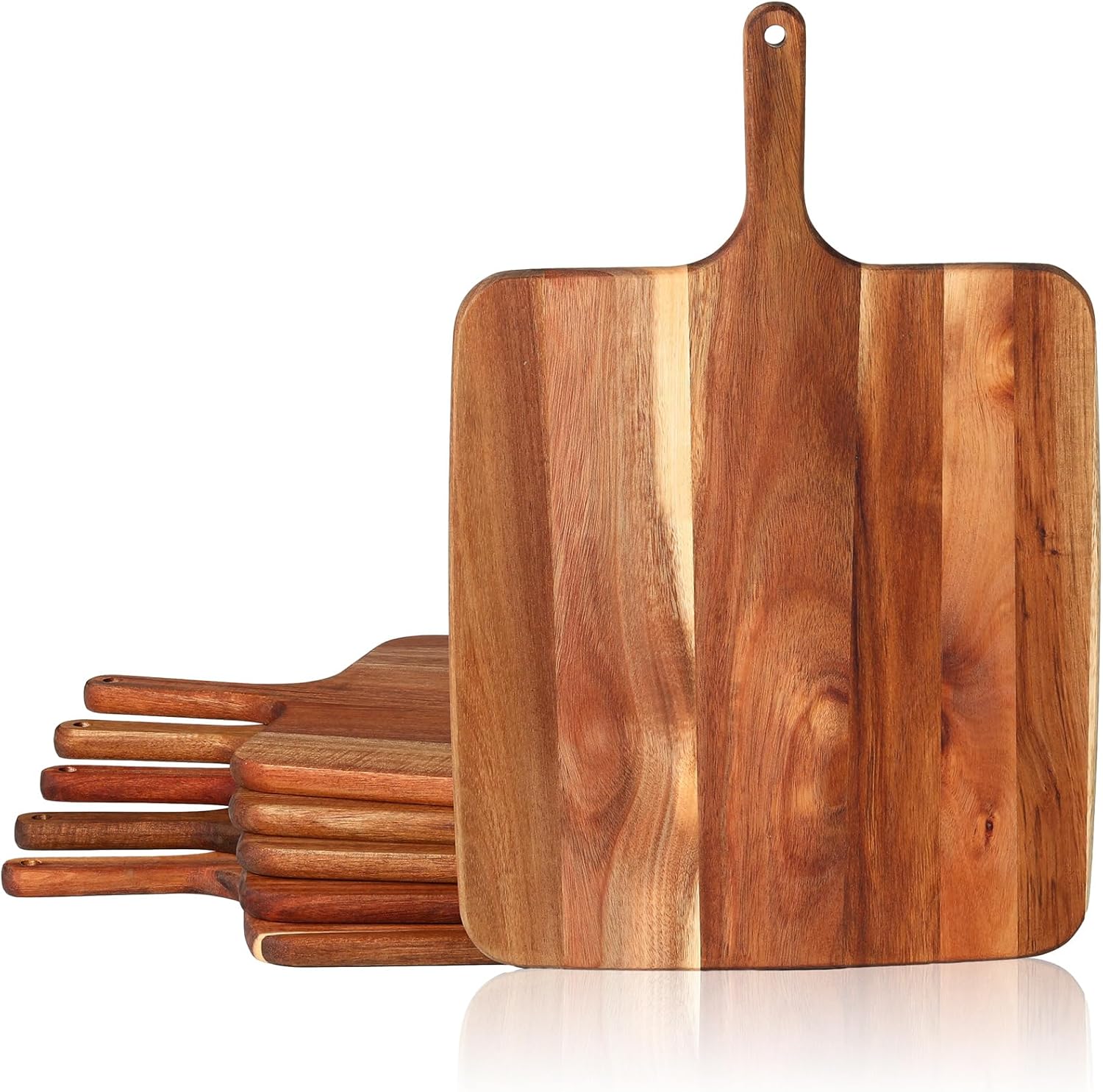 Hoolerry 6 Pcs Wood Cutting Board Bulk with Handle 18 x 12 Inches Pizza Paddle Spatula Wooden Large Pizza Serving Peel Charcuterie Board for Kitchen Baking Oven Accessory