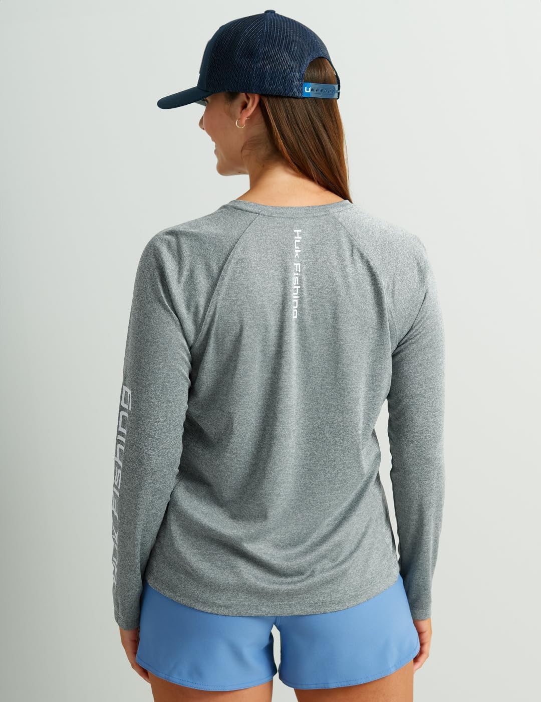 HUK Womens Pursuit Heather Crew Sleeve Shirt, Performance Shirt - Image 2