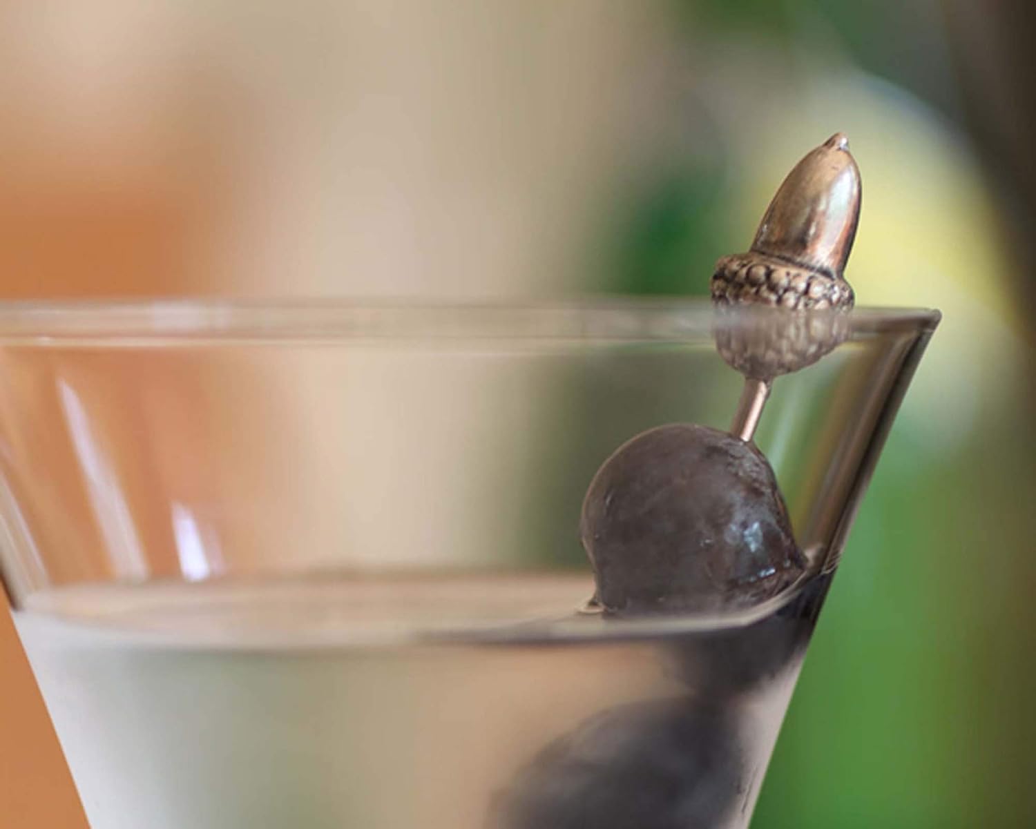 Vagabond House Pewter Acorn Cheese Martini Olive Cocktail Stainless Steel Pick Set Skewer Fruit Toothpicks (6 picks in set) Rustic Cabin 3.5 inch Tall