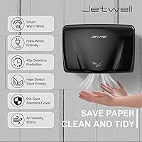 Vista 3 de JETWELL Secador de manos automático comercial de alta velocidad - Secador de manos de acero inoxidable resistente - Soplador de mano de viento cálido
