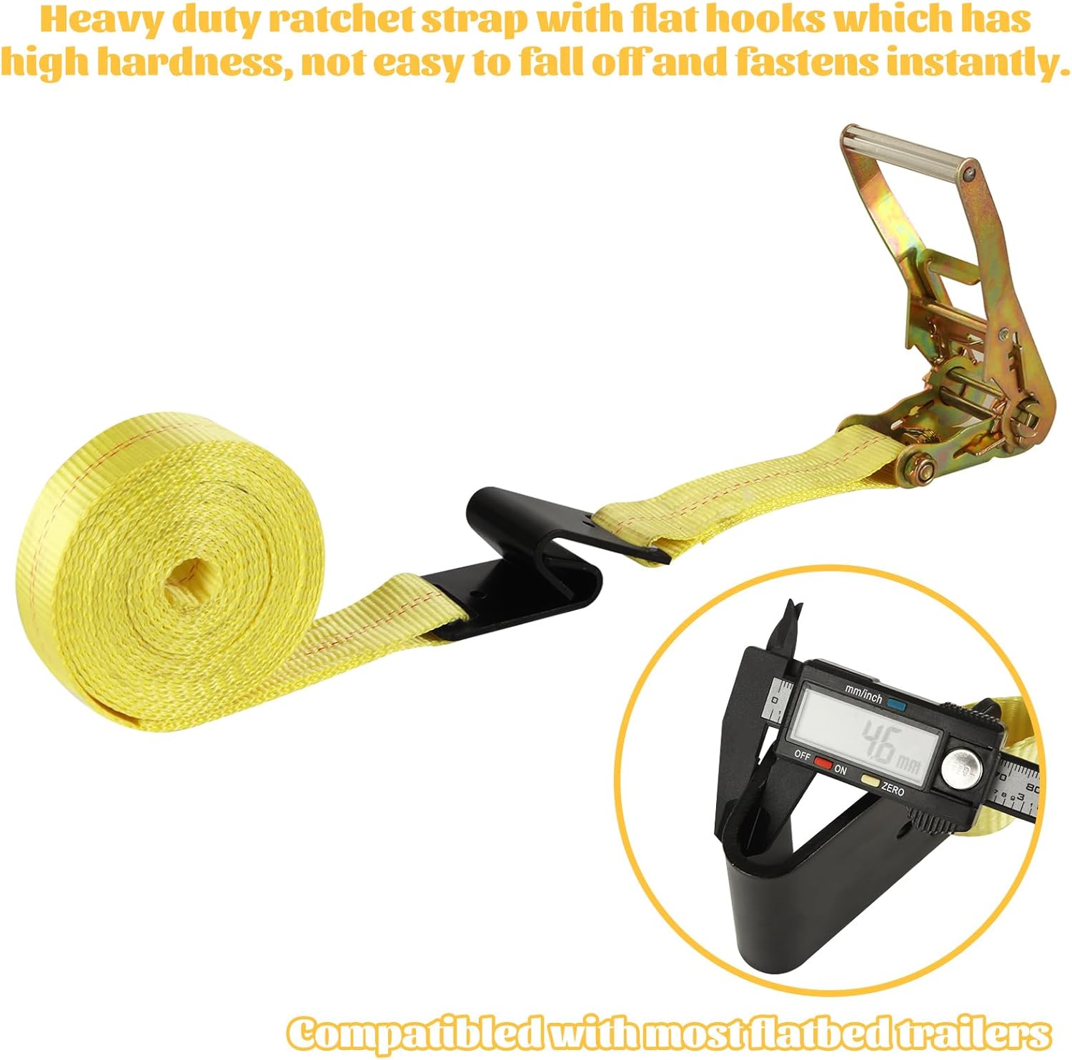 4 Pack 2 Inch Ratchet Straps Heavy Duty 20ft Tie Down Straps Ratchet Flat Hook, 10000 LBS Break Strength, Cargo Ratchet Strap for Moving, Truck, Trailers, Motorcycles, Kayaks, Car Roof