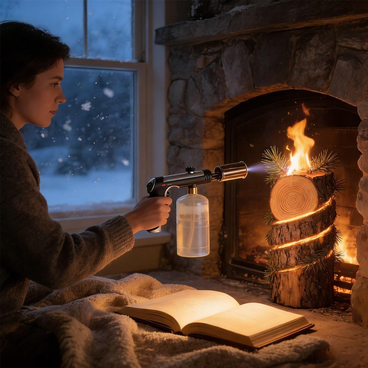 Propane Torch, Kitchen Cooking Torch with Adjustable Flame & Safety Lock, Flame Thrower Fire Grill Gun for Searing Steak, Creme Brulee, BBQ (Tank Not Included)