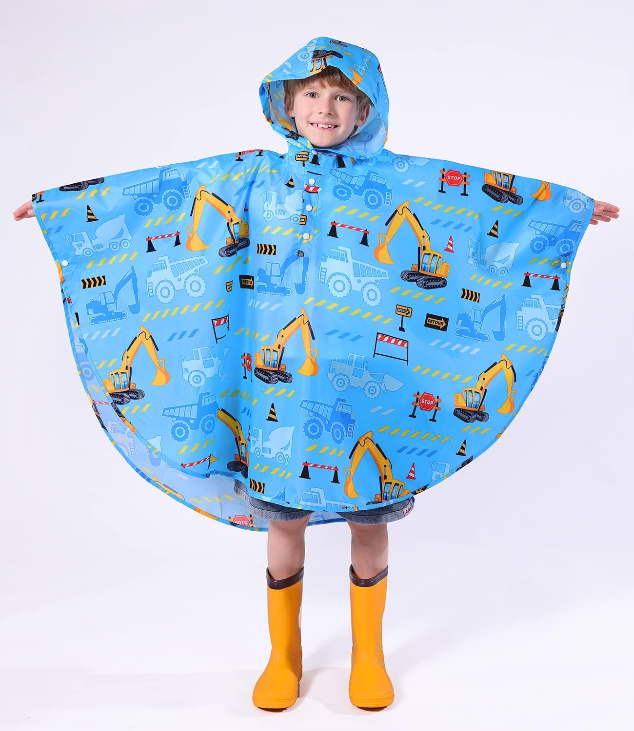 WAWSAM Lightweight Rain Poncho Kids, Ponchos for Kids Waterproof Reusable Hooded, Kids Poncho Rain Jacket for Boys and Girls image 2