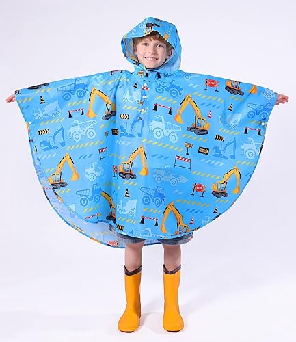 Vista 58 de WAWSAM Poncho de lluvia ligero para niños, impermeable, reutilizable Azul (Space Blue)
