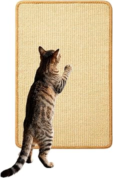 Cat Scratching Mat,Horizontal Scratch Pad with StickyTape, Jute-Bordered Rug for Indoor Cats Protect Couch, Carpets, Sofa & Cat Paws, Durable Floor Scratcher 23.6 Inch