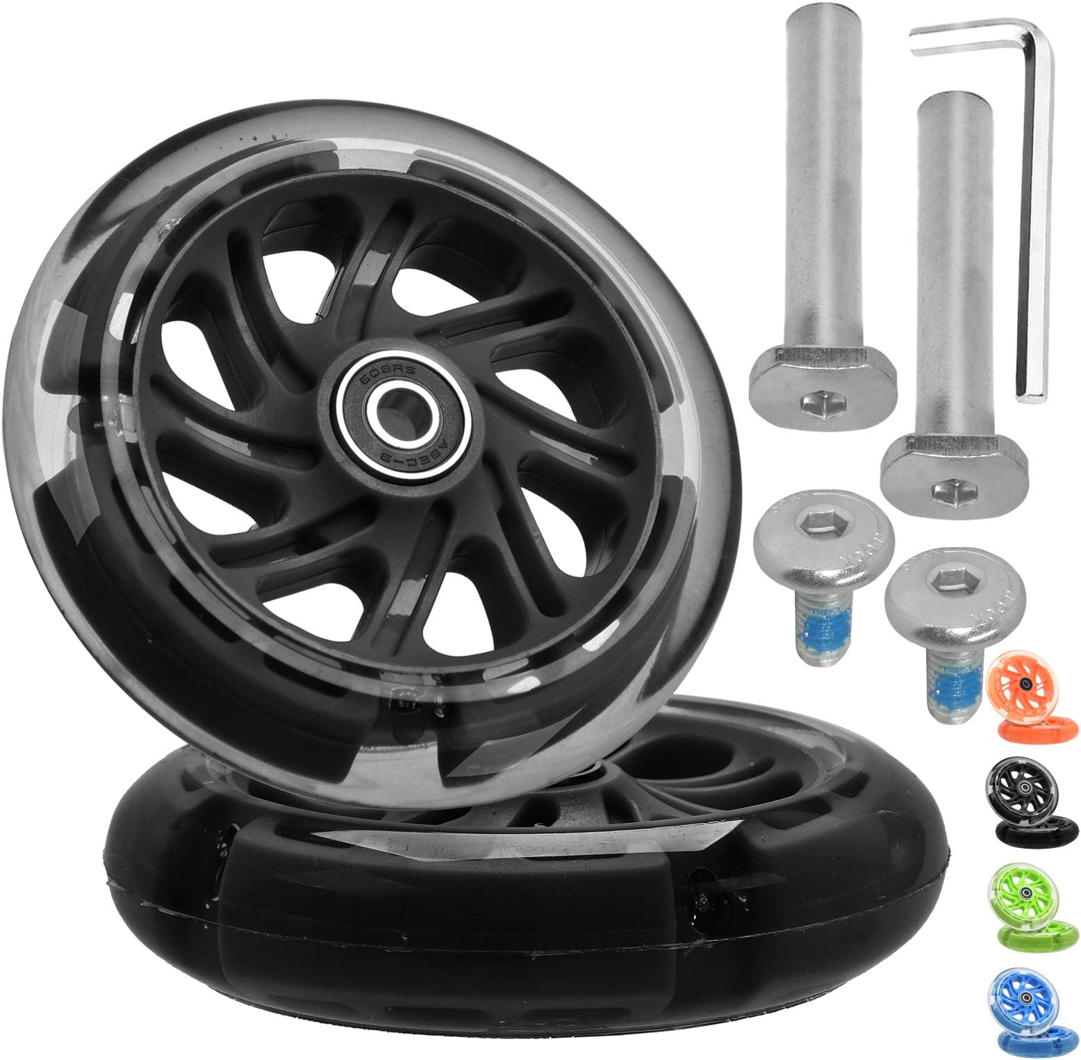 Front Wheel Replacement Part for Micro Kickboard Maxi Deluxe Foldable LED/Maxi Deluxe Pro/Maxi Deluxe Eco/Series 3-Wheel Scooter