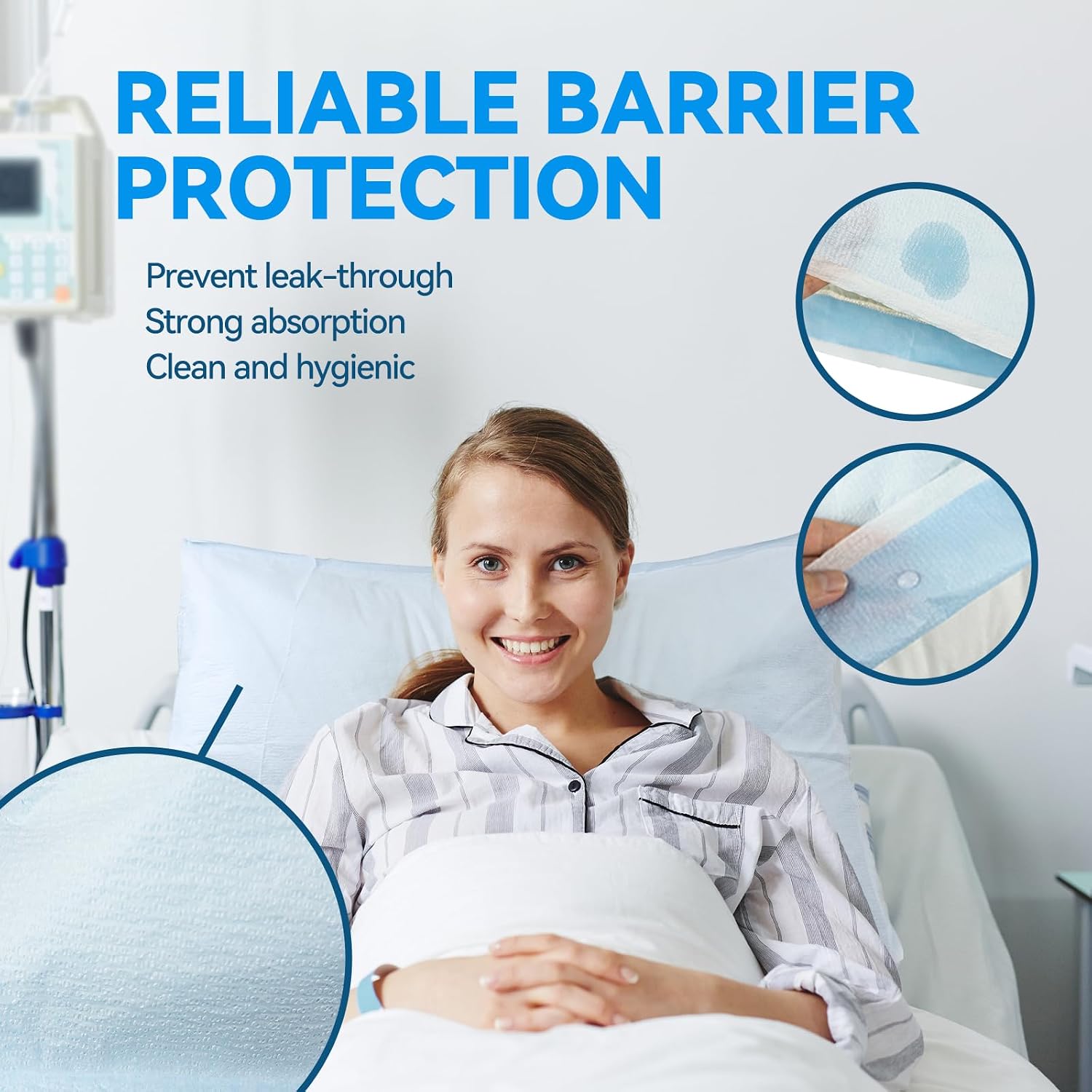 Disposable Pillowcases, 21” x 30” (Pack of 100) ― Single-Use Pillowcases ― Tissue with Poly Back to Help Prevent Leak-Through ― Pebble Embossed ― Medical Supplies Blue