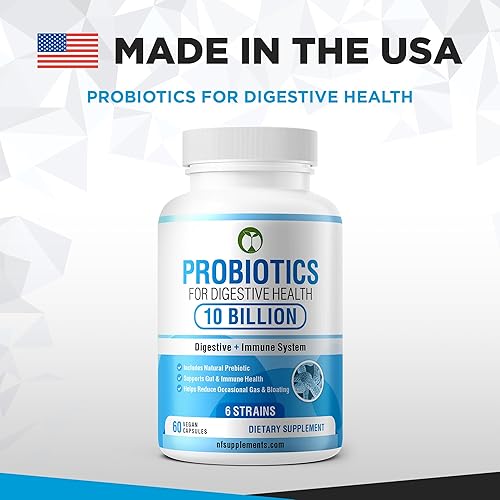 Miniatura 8 de Probióticos para la salud digestiva 60 cápsulas  10 mil millones de UFC mezcla probiótica de múltiples cepas formuladas científicamente  Suplementos