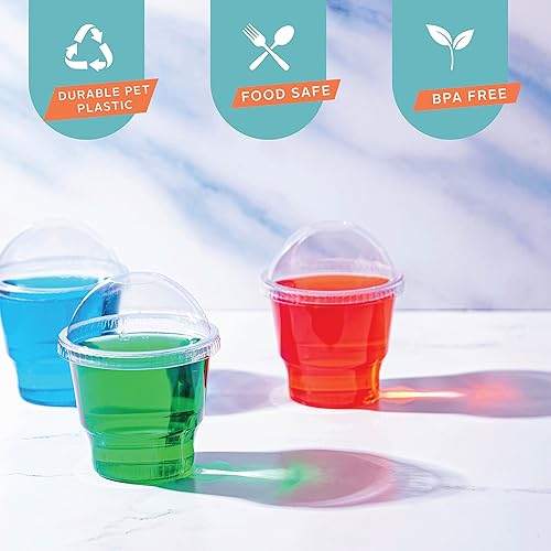 Miniatura 5 de Galashield 50 juegos de 12 onzas Vasos de parfait con tapas, vasos de yogur, vasos transparentes con tapas, vasos desechables con tapas de cúpula