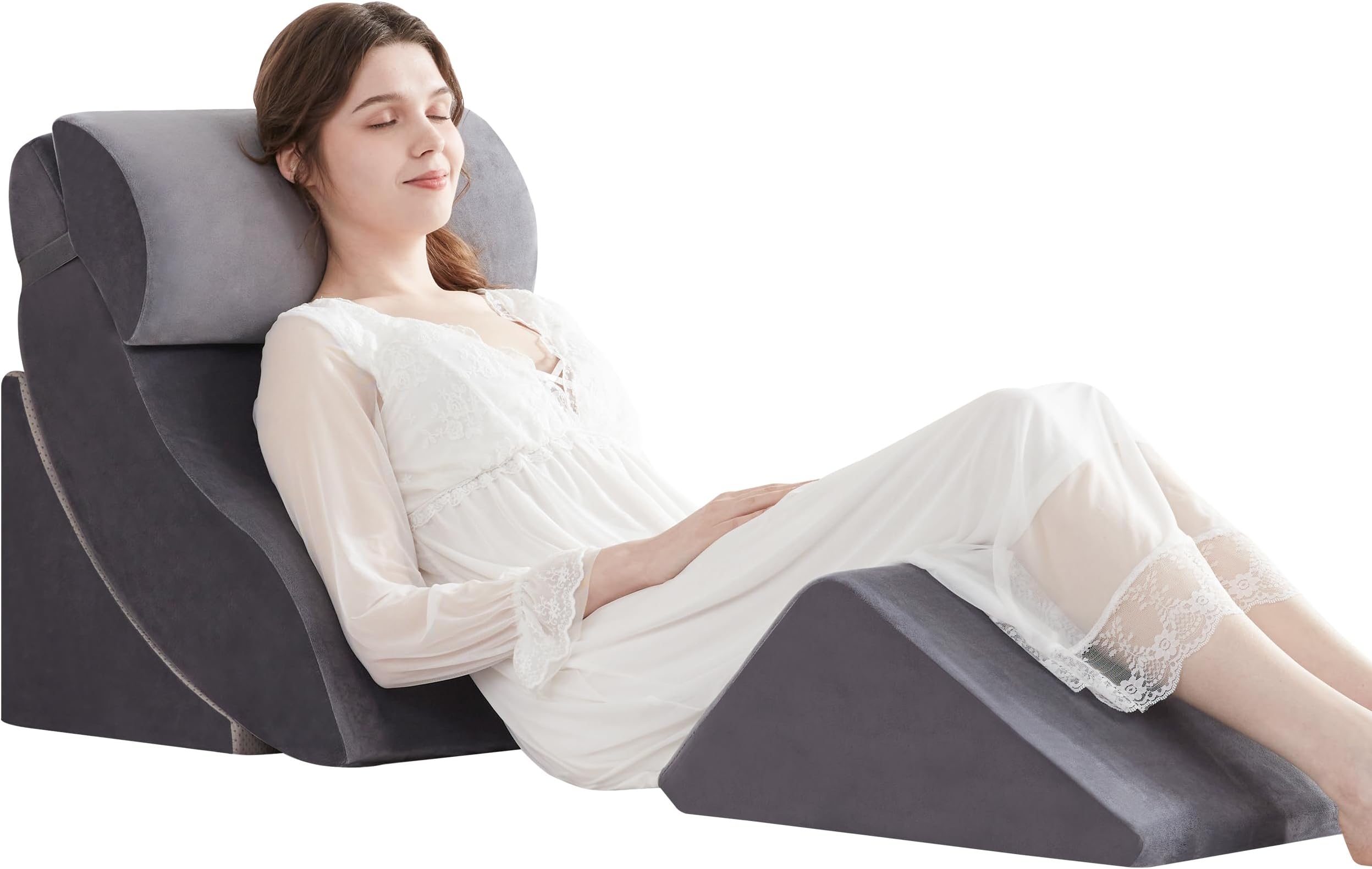 4PCS Orthopedic Bed Wedge Pillow Set for After Surgery, Memory Foam for Sleeping, Rotator Cuff Post Surgery, Sit Up Pillow for Shoulder and Back Support, GreyOEKO-TEX STANDARD 100