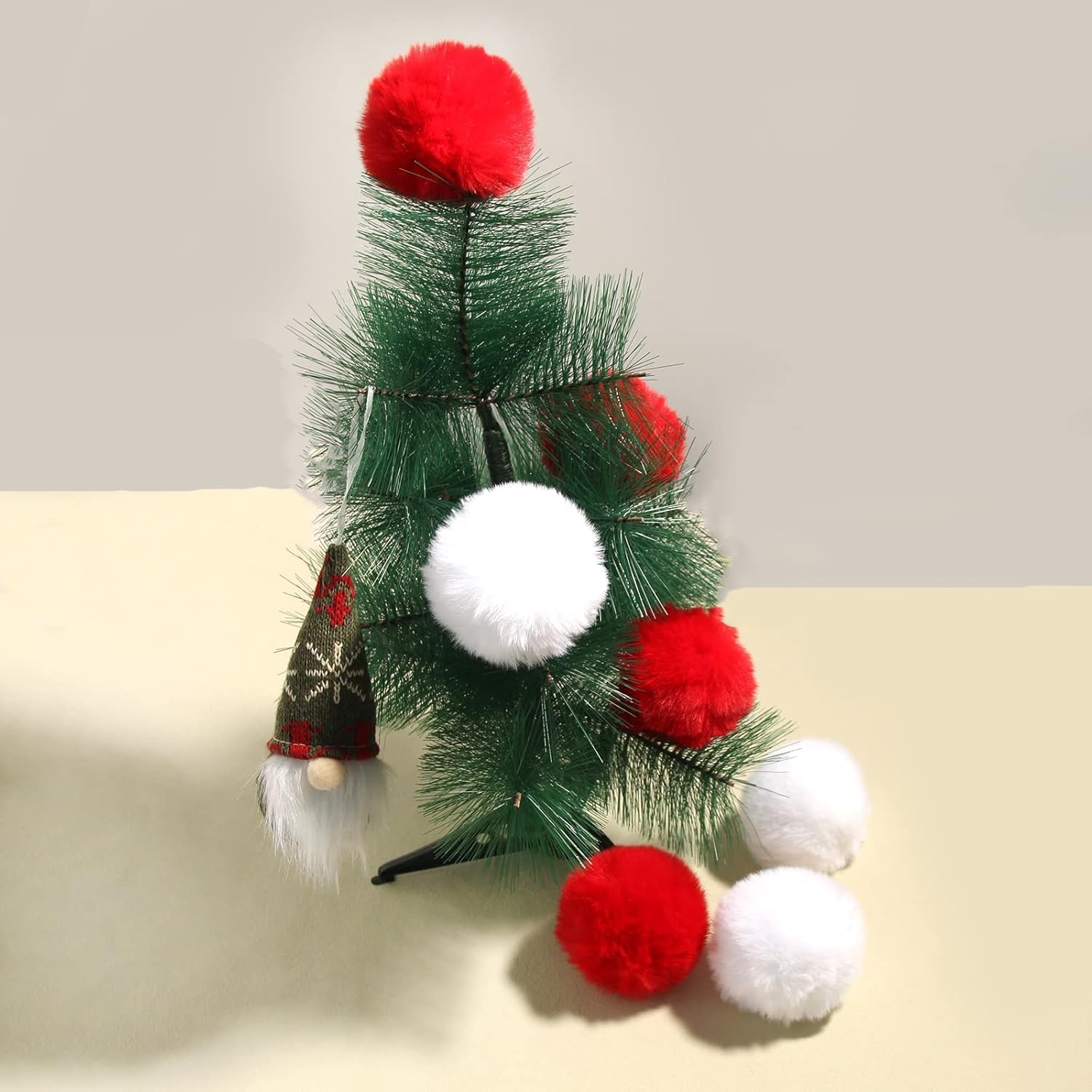 10Pcs Red Faux Fur Pom Poms for Hats - 3.2 Inch Fluffy Pom Poms with Elastic Loop for DIY Crafts