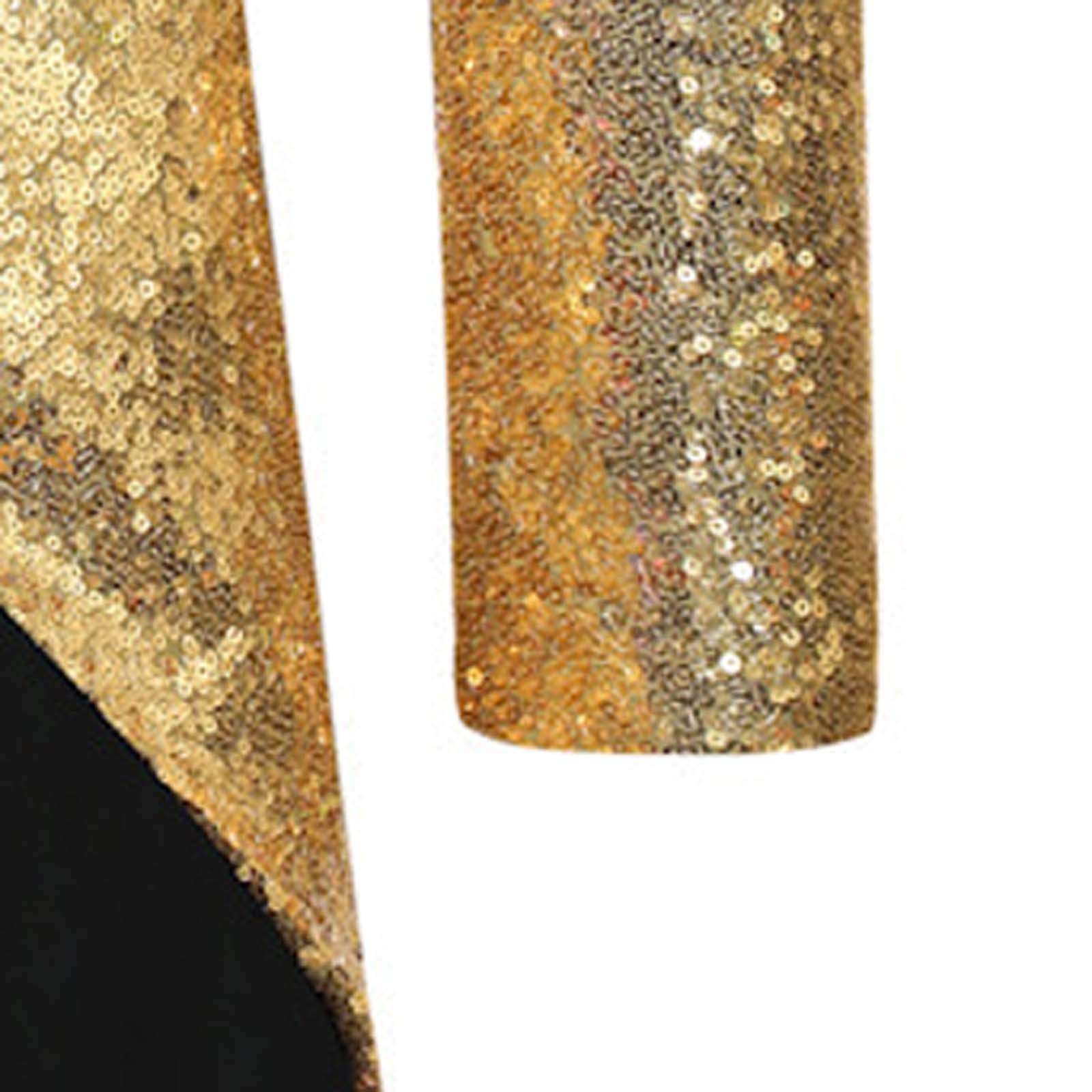 Herren Frack Pailletten, Gothic Jacke Herren Midi, Schwarz Glitzer Mantel mit Knöpft Elegant Tuxedo Mittelalter Steampunk Gehrock Viktorianische Hof Kleidung Nightclub Party Halloween Kostüm