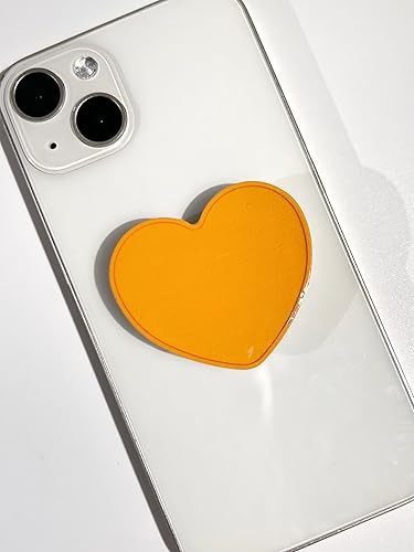 Agarre simple para teléfono móvil en forma de corazón de color sólido, soporte plegable acrílico naranja, base elástica transparente, accesorios