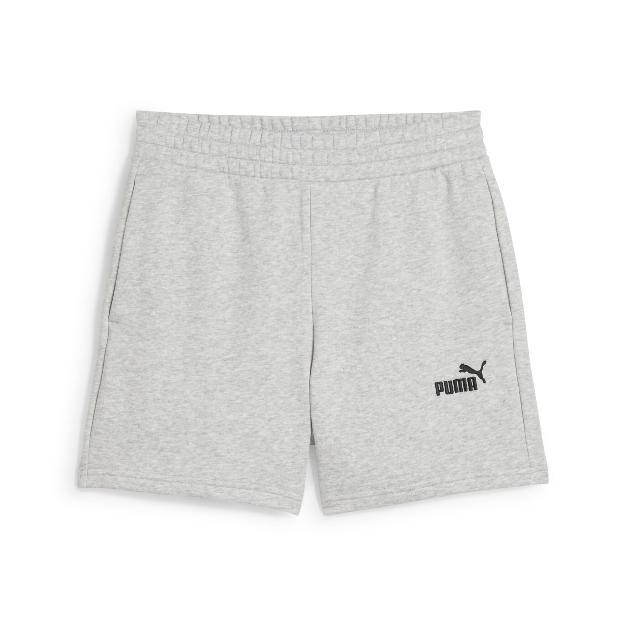 PUMA Womens Small No. 1 Logo 5'' High-Waist Tr Knitted Shorts, Light Gray Heather, XS EU
