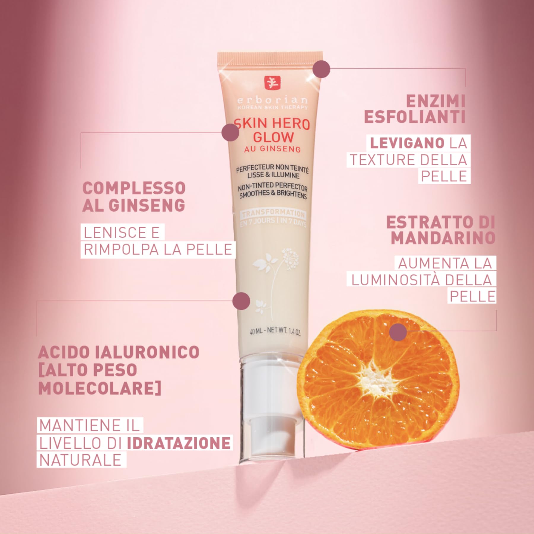 Erborian - Glow Crèm/Skin Hero Glow - Crema Luce Effetto Ultra-Radioso - Idrata & Rivela l'Eccellenza Naturale - Trattamento Cosmetico Coreano