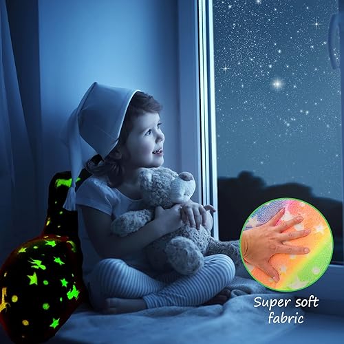 Vista 11 de Aimuan Almohada de lectura que brilla en la oscuridad, almohada de cuña para niños, almohada de respaldo brillante con estampado de unicornio