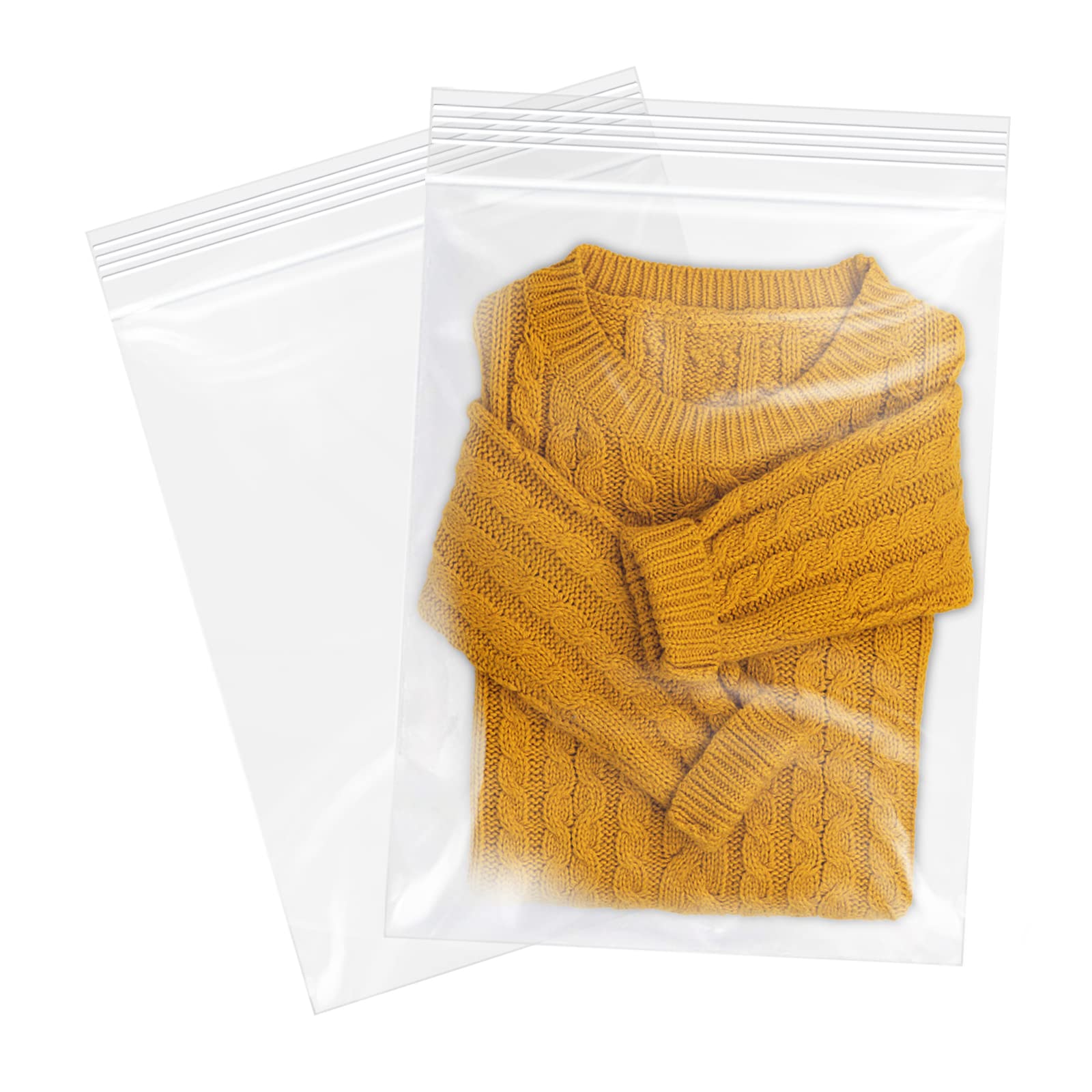 Bolsas grandes de plástico con cremallera de 12 x 18 pulgadas (500 unidades) - Bolsas transparentes con cremallera de 2 mil para impresiones, fotos, documentos, ropa, camisetas,