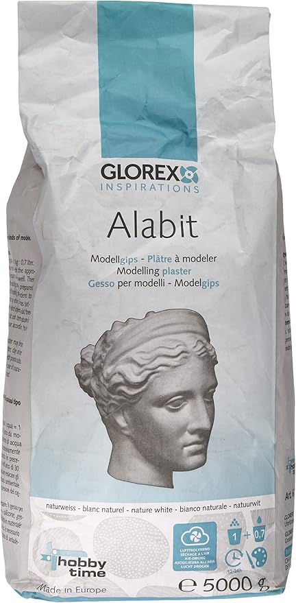 Glorex 6 2608 430 – Alabit Gießmasse naturweiß, hochwertiger Modelliergips, 5000 g