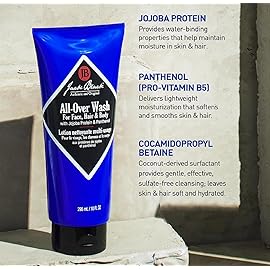 Jack Black All Over Wash Face, Body & Hair Cleanser, 3 Fl Oz - Citrus, Mint & Oakmoss - Mens Face Wash, Body Wash, Shampoo, Hair Care, Multi-Purpose Body Wash Men, Sulfate-Free, Pack of 3