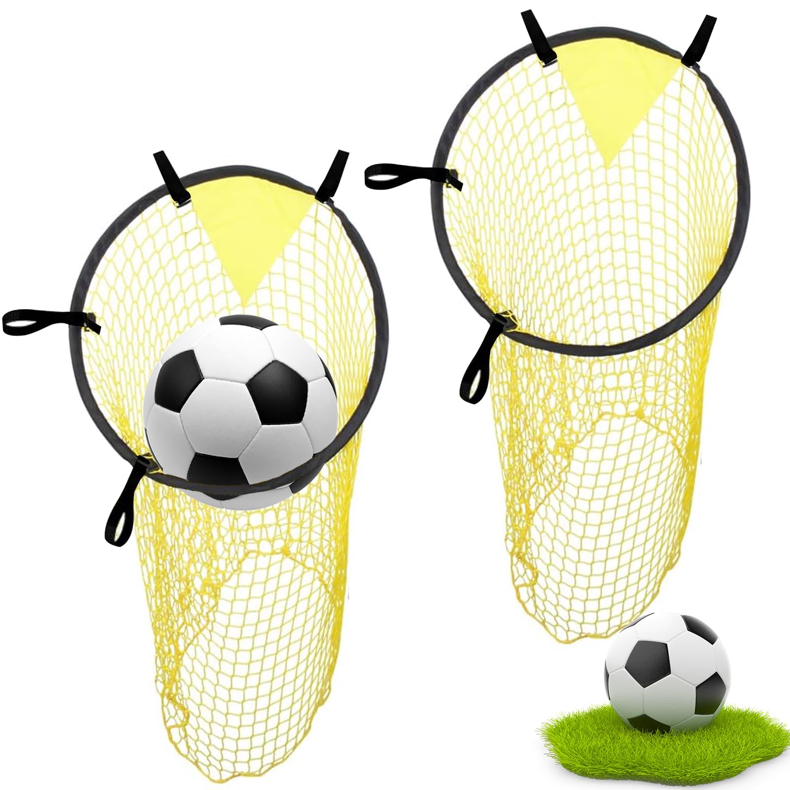 Lot 2 Cibles Filet Football Jaunes 45x60 Cm – Entraînement Précision Tir But Avec Sangles Réglables