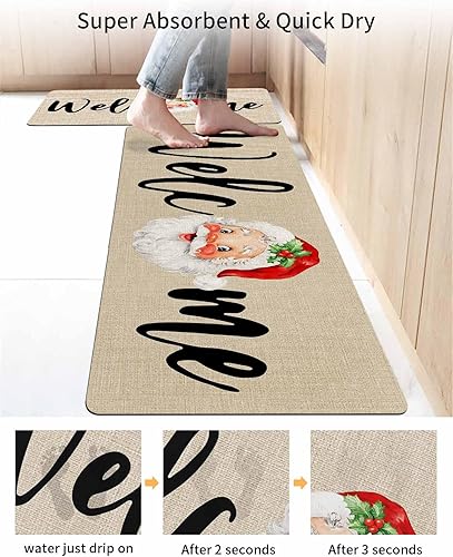 Miniatura 4 de Tapete de baño de Santa para bañera, antideslizante, de secado rápido y absorbente, tierra de diatomeas, fregadero de ducha para dormitorio, cocina,