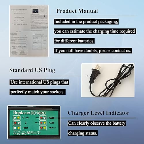 Miniatura 7 de 2 baterías BL1850 BL1850B 18V 5.0Ah con cargador rápido dual DC18RD compatibles con Makita BL1830 BL1840 BL1850 BL1860 con Makita Radios DMR1001