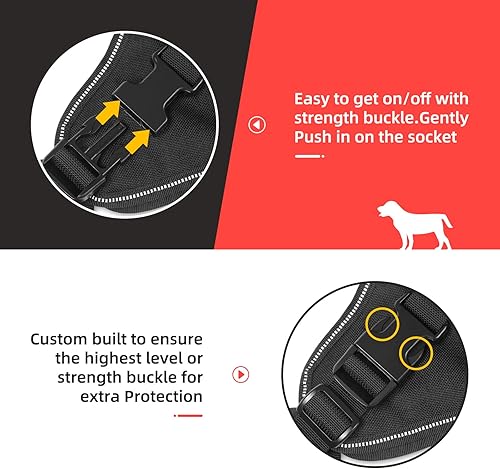 Miniatura 4 de Arnés táctico para perros grandes, medianos y pequeños, sin tirones, chaleco militar Molle con paneles de gancho y bucle, reflectante para mascotas,