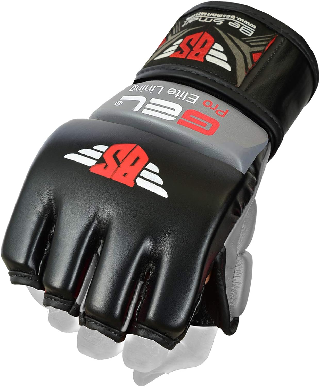 BeSmart Auth. Rex Leather MMA Grappling Gloves Boxing Punch Bag UFC Gel Tech Muay Thai (Gray, X-Large)