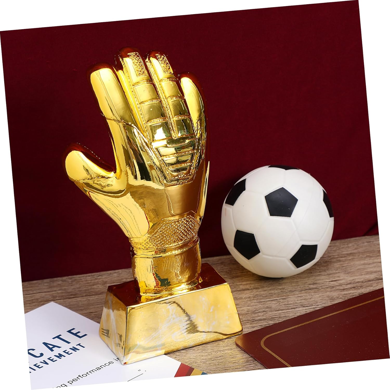 Delicate Soccer Trophy Goalkeeper Award Trophy with Decorative Glove Glove Soccer Supply for Parties and Competitions Stylish Home