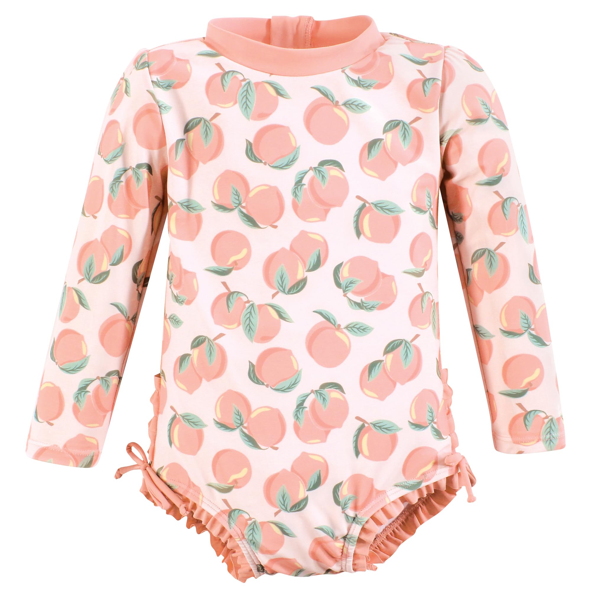 Hudson Baby Baby Girl's Rashguard Toddler Swimsuit, Pink Peach, 6-7 Years