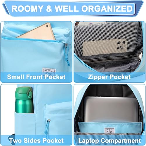 Miniatura 5 de Kasqo Mochila para mujeres y hombres, mochila clásica ligera y resistente al agua para adolescentes, niñas, niños, mochila informal de viaje escolar
