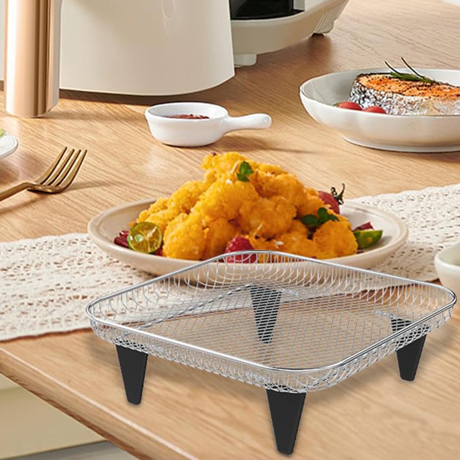 Accessorio Friggitrice Air Fryer Vassoio Ricambio Per Friggitrice Ad Aria - Griglia 24x25 Cm Con Paraspigoli, Accessorio Cucina Ricambi Cucina Elettrodomestici