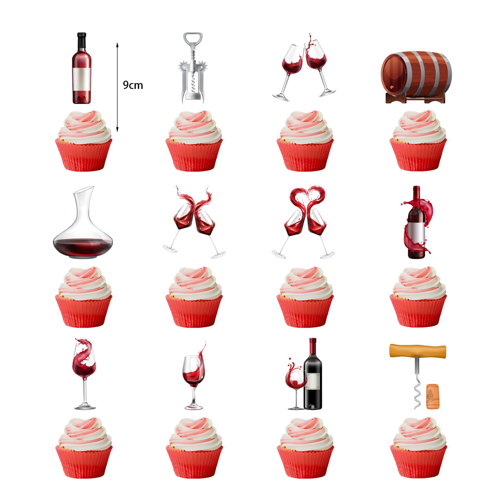 ASTARON 20 pezzi di decorazioni per torte a palline Mini palloncini Cake Topper Palline per torte Picks per decorazioni per torte di matrimonio e compleanno (Rosso