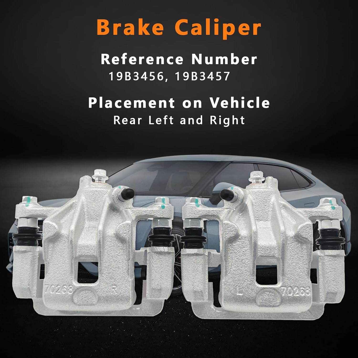 2 Pcs Rear Brake Calipers with Bracket Fit for 2007-2010 Hyundai Elantra, Left & Right Driver and Passenger Side Rear Brake Caliper Assembly Replace for 19B3456 19B3457