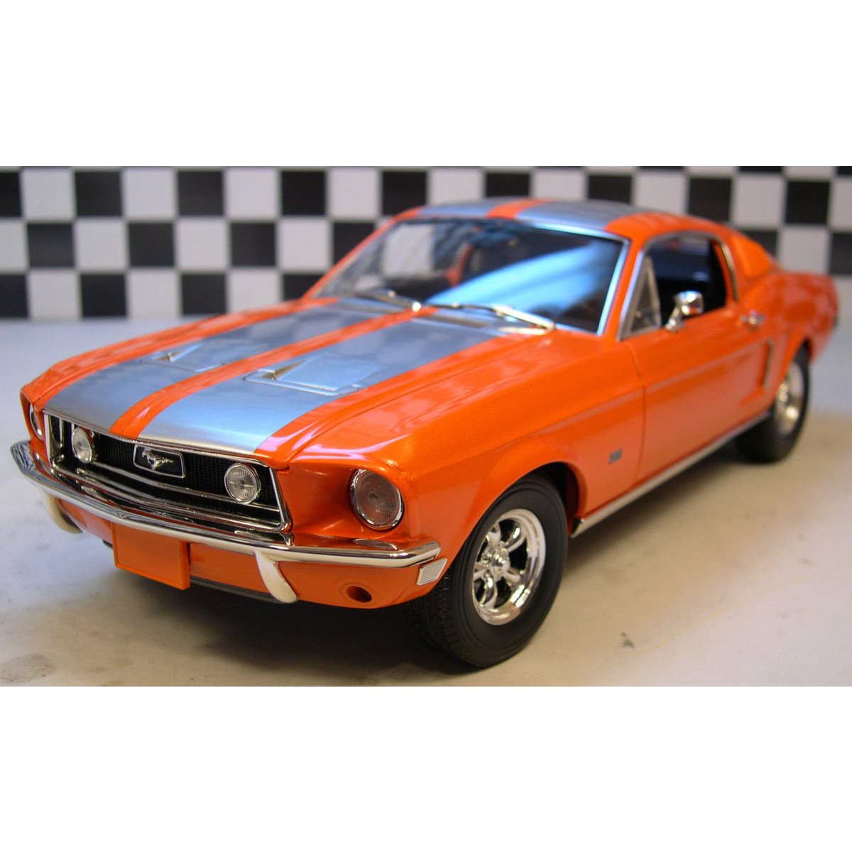 Amazon | 1968 Ford Mustang GT Fastback Orange with Silver Stripes
