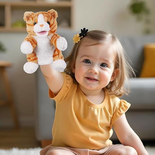 Miniatura 3 de Marionetas de mano de animales de 11 pulgadas, tortuga marina de peluche, dinosaurios, juguetes de marionetas de mano, juguetes de juguete para