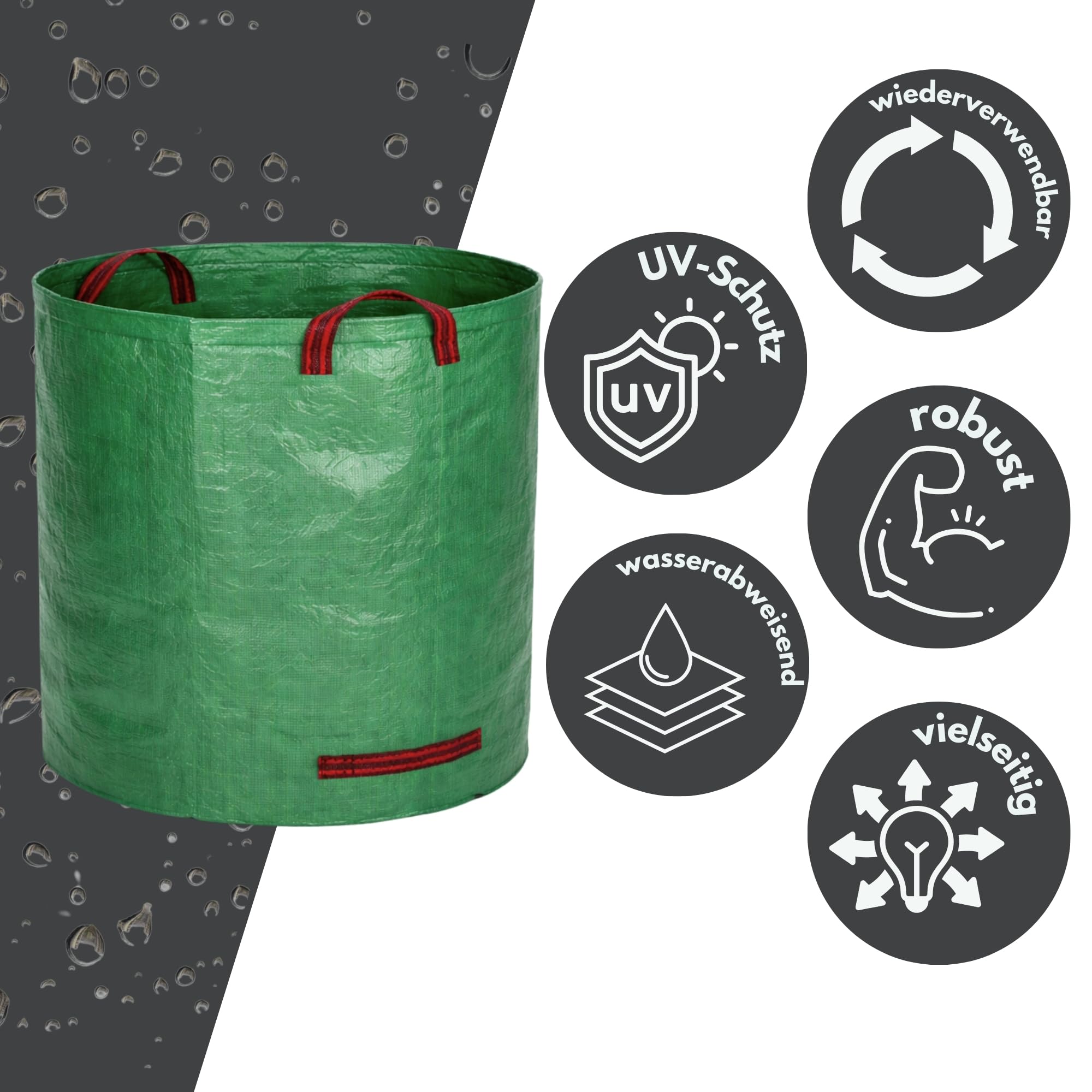 DIVID® Gartensäcke mit Handschuhen & Trageschlaufen |Gartensack 6x 272L Set Laubsack Gartenabfallsack - Selbststehend 4 Griffe Stabil Robust & Faltbar - Rasenschnitt für Gartenabfälle Grünschnitt