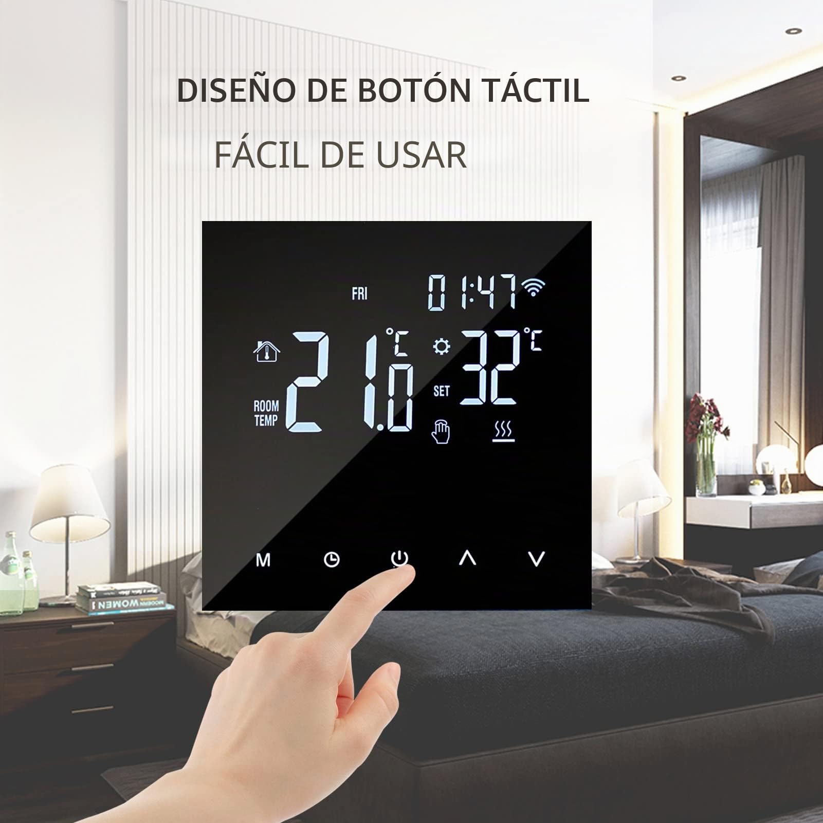 WIFI Termostato de calefacción inteligente Controlador de temperatura digital Control de aplicación de teléfono móvil Pantalla táctil Pantalla LCD Semana Programable Termostato de caldera de gas y
