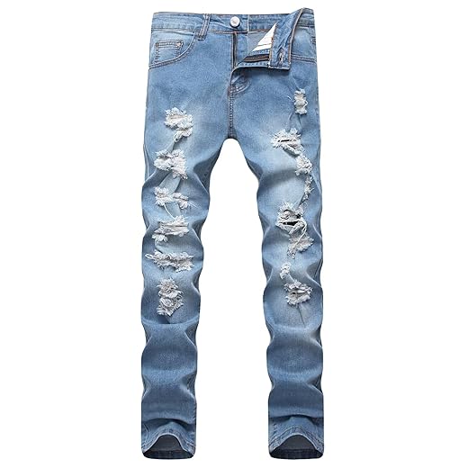 Calça jeans masculina rasgada skinny slim fit stretch desgastada destruída