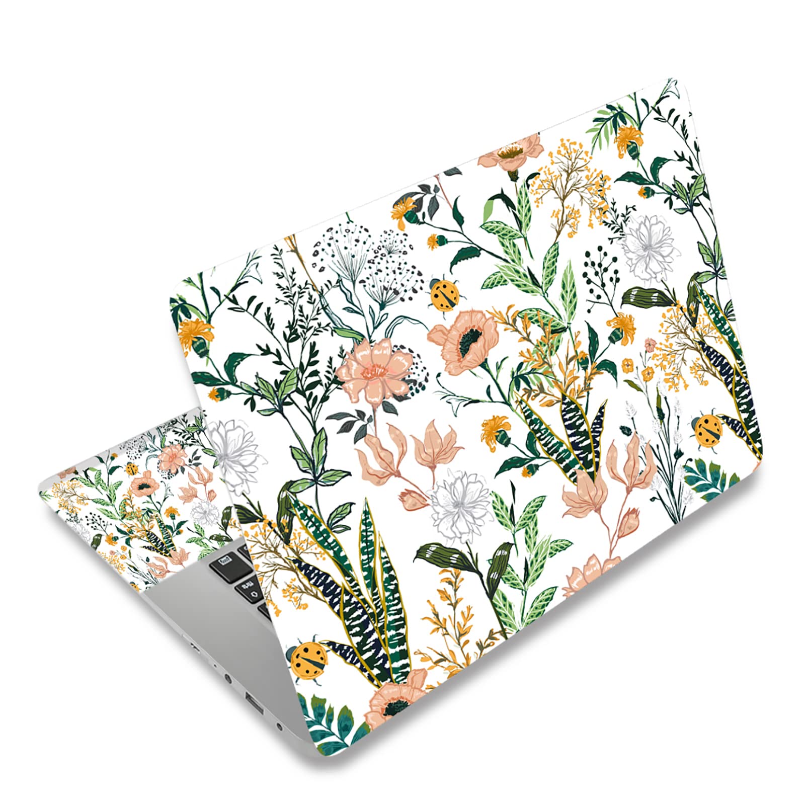 Calcomanía para laptop floral para oficina y cafetería compatible con pantallas de 14 y 15 pulgadas 8