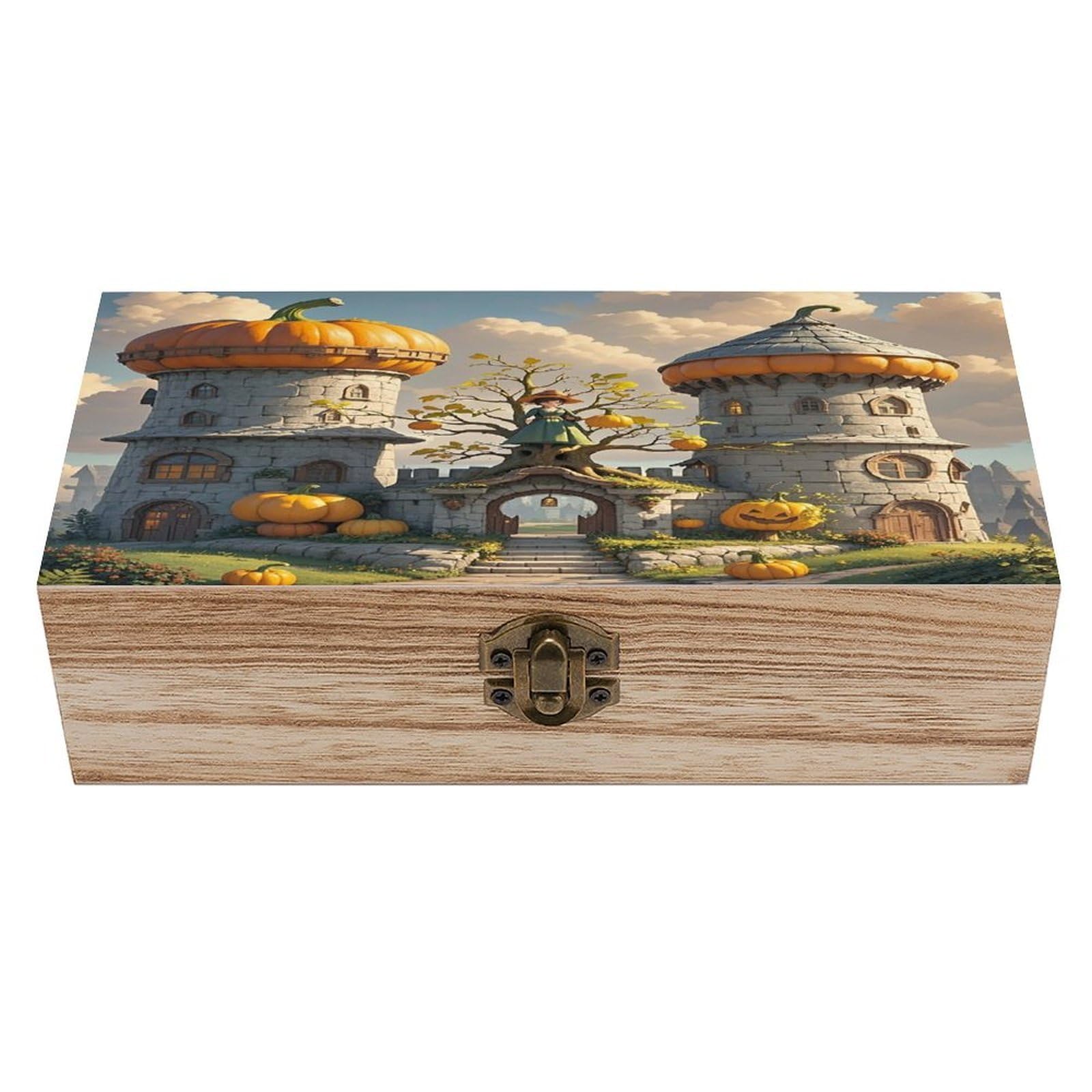 LZQPOEAS Pumpkin Loft Wooden Box Storage Space to Organize Jewelry in A Beautiful Small Storage Box Decorative Card Boxes Memory Treasure Boxes for Crafts And Photo Storage