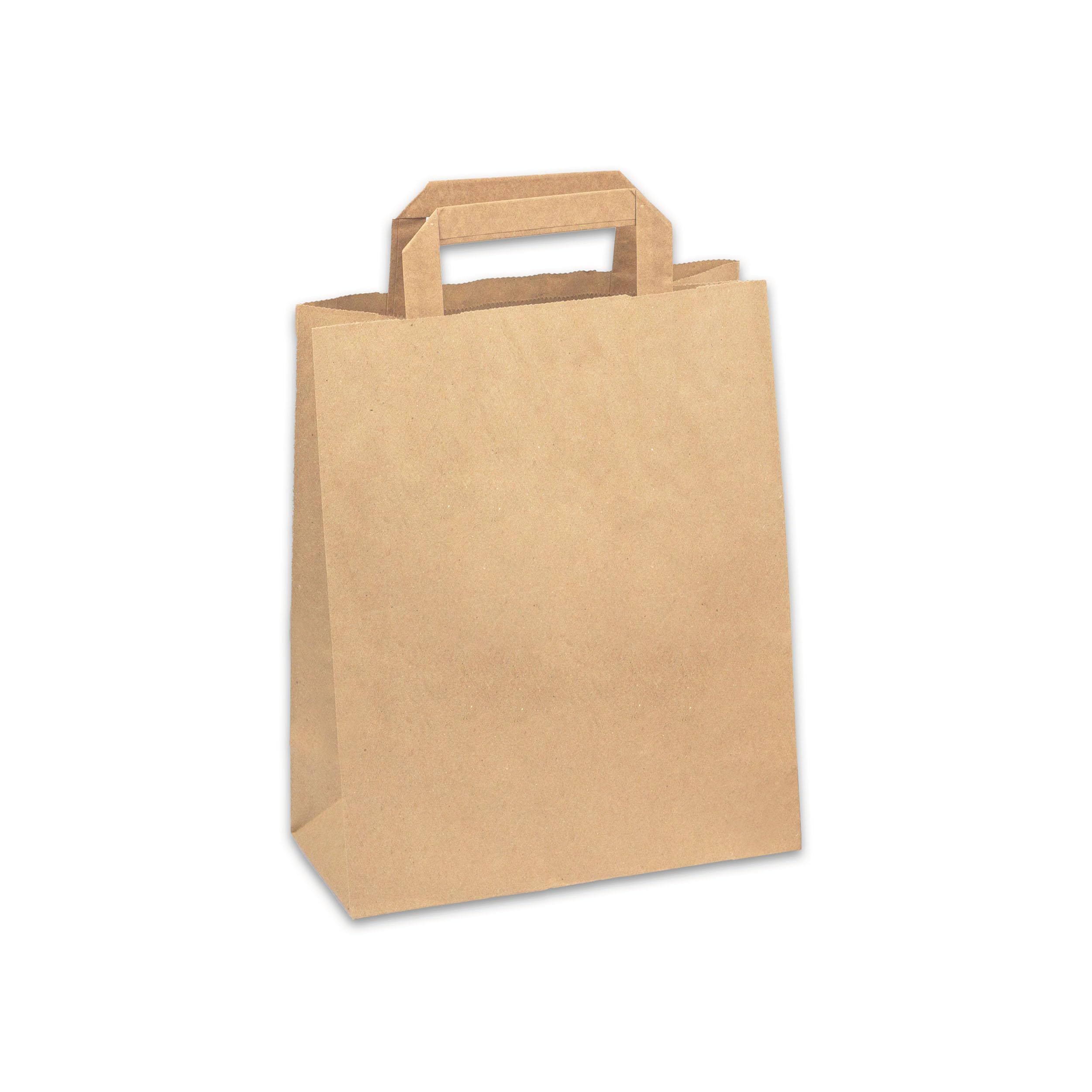 Daybays Papiertüten mit henkel 22+10x28 cm, Braun 500 Stück | Kraftpapiertragetaschen mit Flachhenkeln, Papiertaschen für Einkauf, Verpackung, Geschenke, Lebensmittel und Alltag