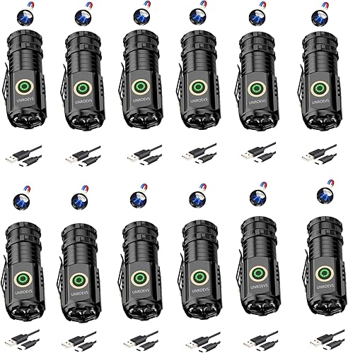 Miniatura 22 de Linterna pequeña 2 en 1 de 2550 lúmenes, linternas recargables LED de alta carga USB C, pequeñas linternas potentes con 5 modos, linterna magnética