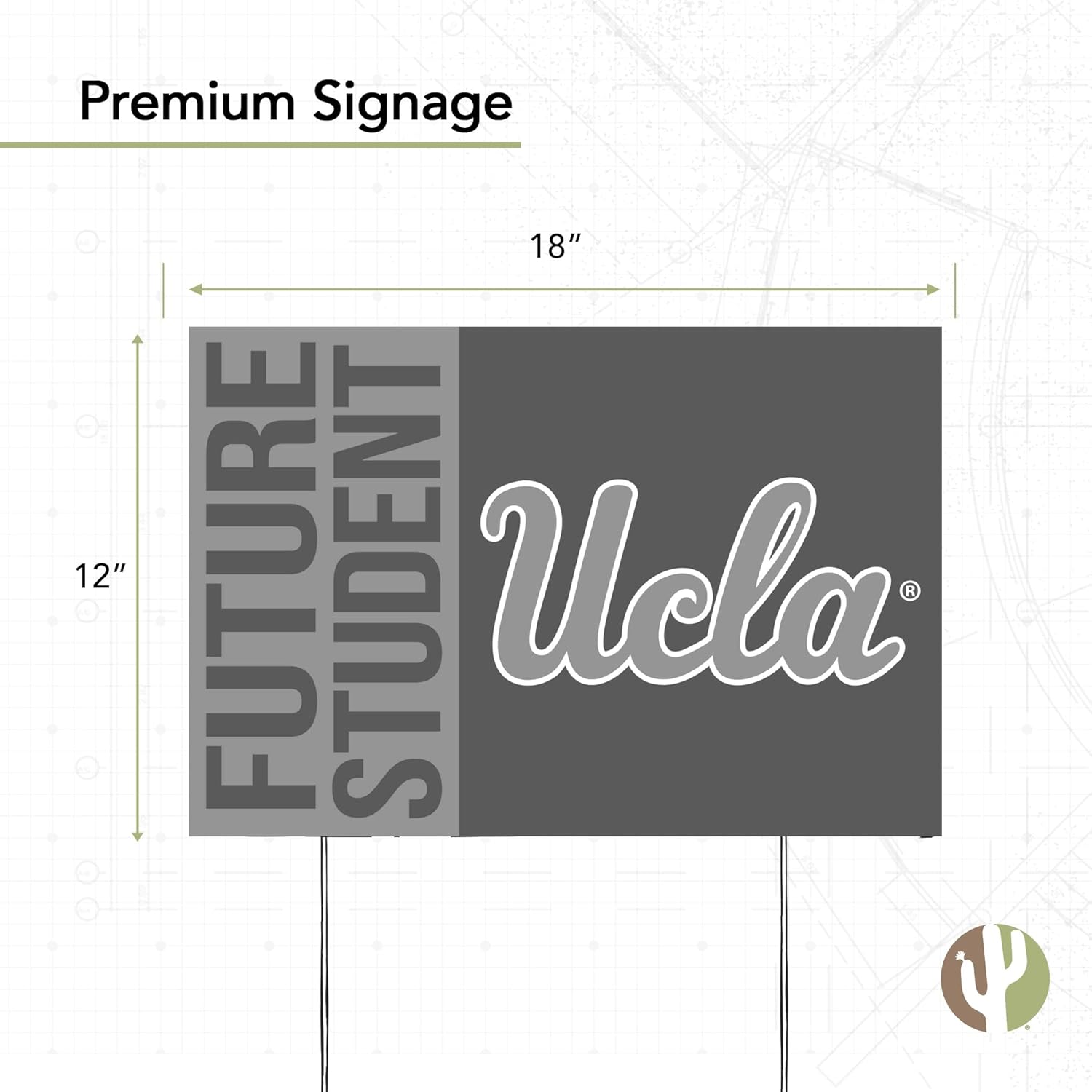 Desert Cactus UCLA Bruins 12x18" Graduate Graduation Celebration Yard Sign Graduates Outdoor Lawn Display with Stakes (Grad Sign 4)