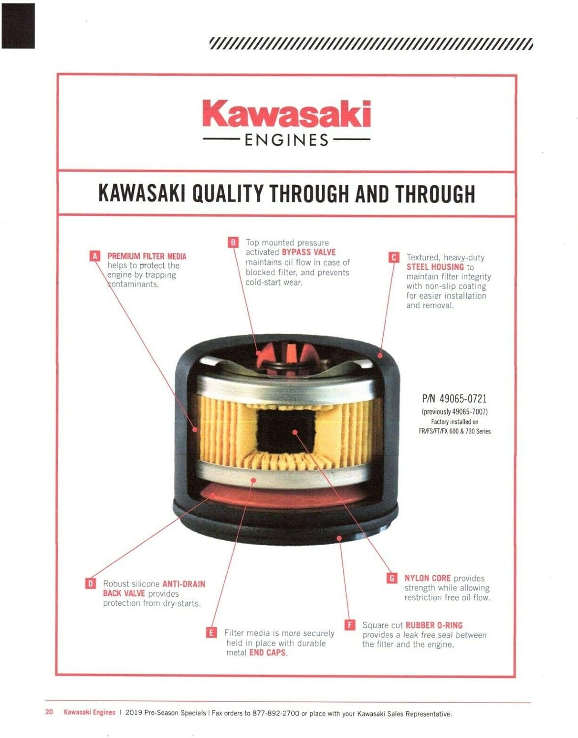 Pack of 3 Oil Filters 49065-0721 Replaces 49065-7007 Fit's Some Kawasaki Made in the USA