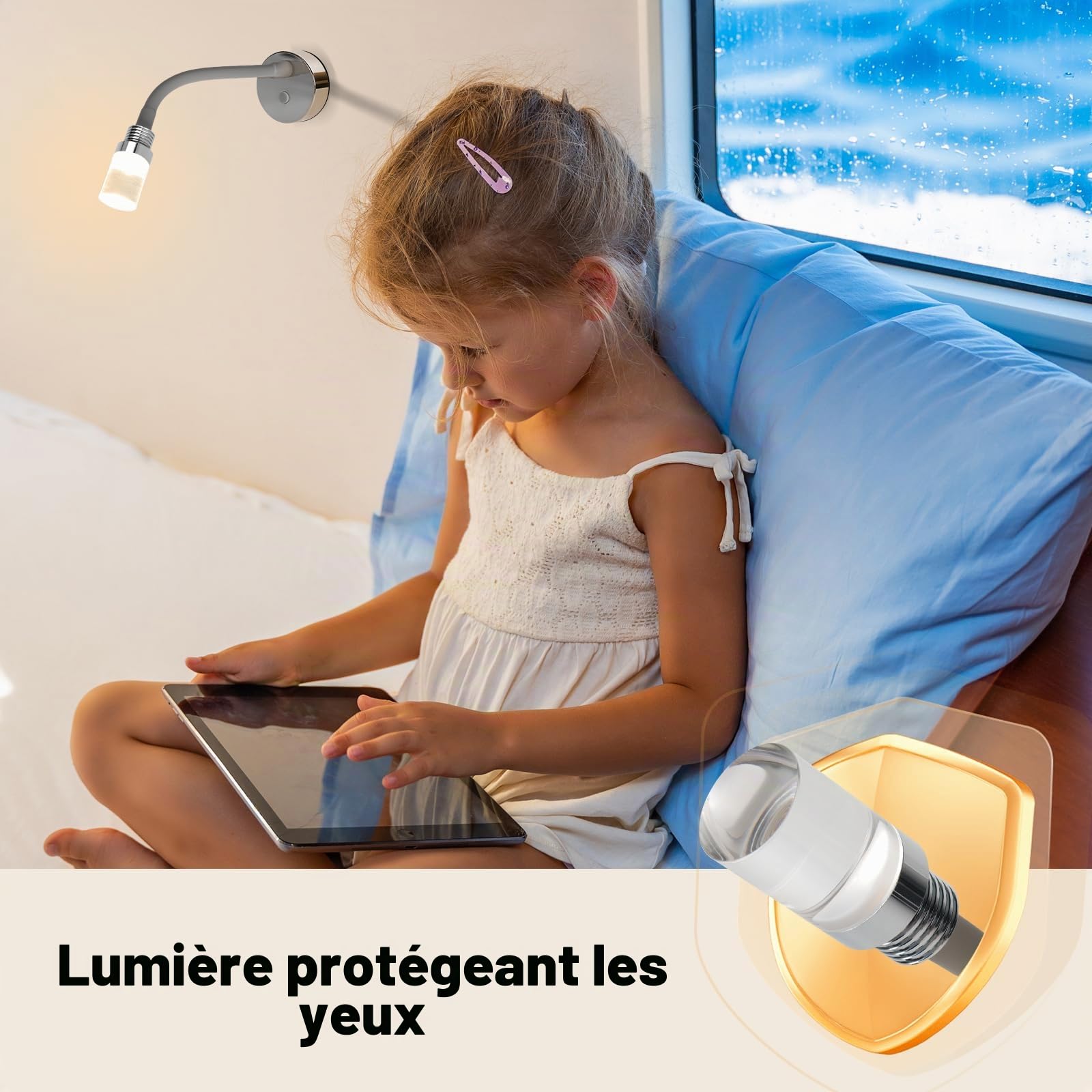 2 Pièces 2W Lampe de Lecture 12V Camping-Car LED Acrylique Col de Cygne Lumière avec USB 18W & Interrupteur Variateur pour Caravane Van Voiture Camion Yacht LKW