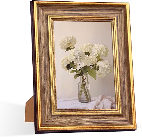 Miniatura 13 de Marco de fotos A4 vintage retro, marcos de fotos antiguos de pared verde dorado para fotos de 8.3 x 11.7 pulgadas, póster de fotos, exhibición de